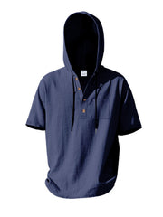 Casual Hooded Shirt With Button Placket