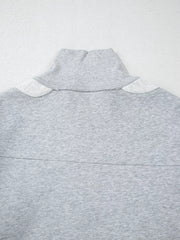 Half Zipper Collared Drop Shoulder Sweatshirt in Light Gray, back view