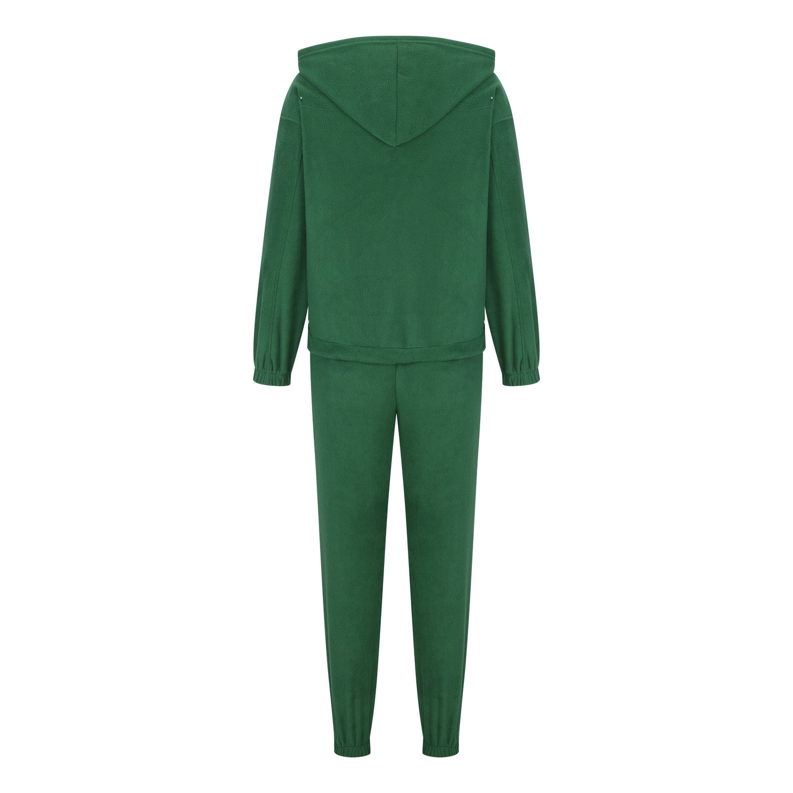 Dark Green Fleece Hoodie & Jogger Co-ord Set with drawstring hood and elastic cuffs.