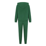 Dark Green Fleece Hoodie & Jogger Co-ord Set with drawstring hood and elastic cuffs.