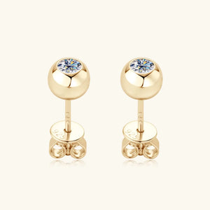 Gold bezel-set crystal stud earrings with 925 backing.