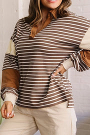 Knit Long-sleeve Top in Coffee Brown, close-up detail