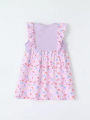 Children S Ruffled Floral Print Dress, model styling view