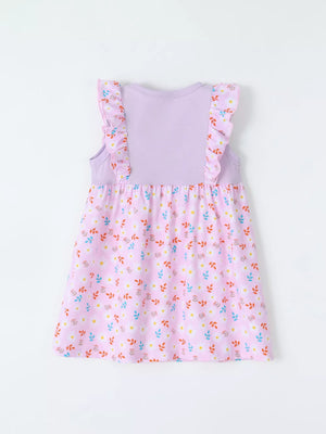 Children S Ruffled Floral Print Dress, model styling view