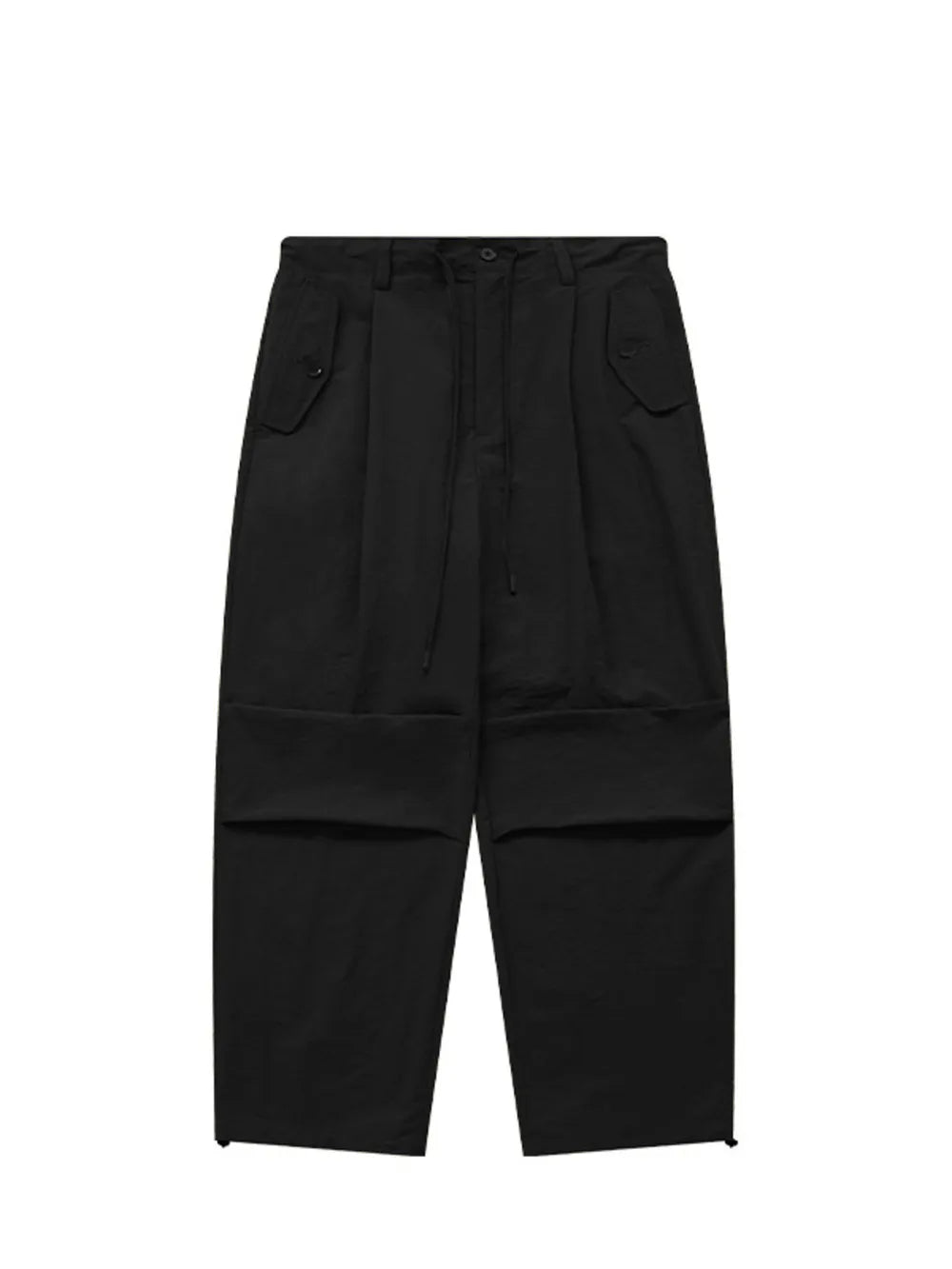 Black cargo joggers with drawstring waist and multiple pockets
