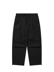 Black cargo joggers with drawstring waist and multiple pockets