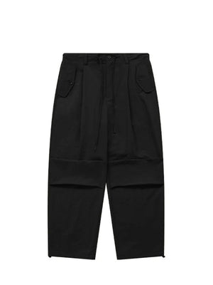 Black cargo joggers with drawstring waist and multiple pockets