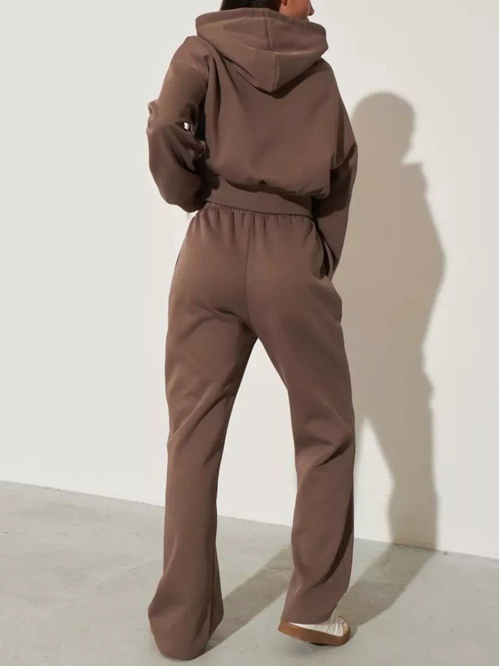 Zip-up Hoodie And Wide-leg Pants Set, back view