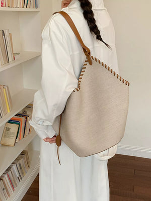 Casual Large Capacity Shoulder Bag in Brown, fabric detail