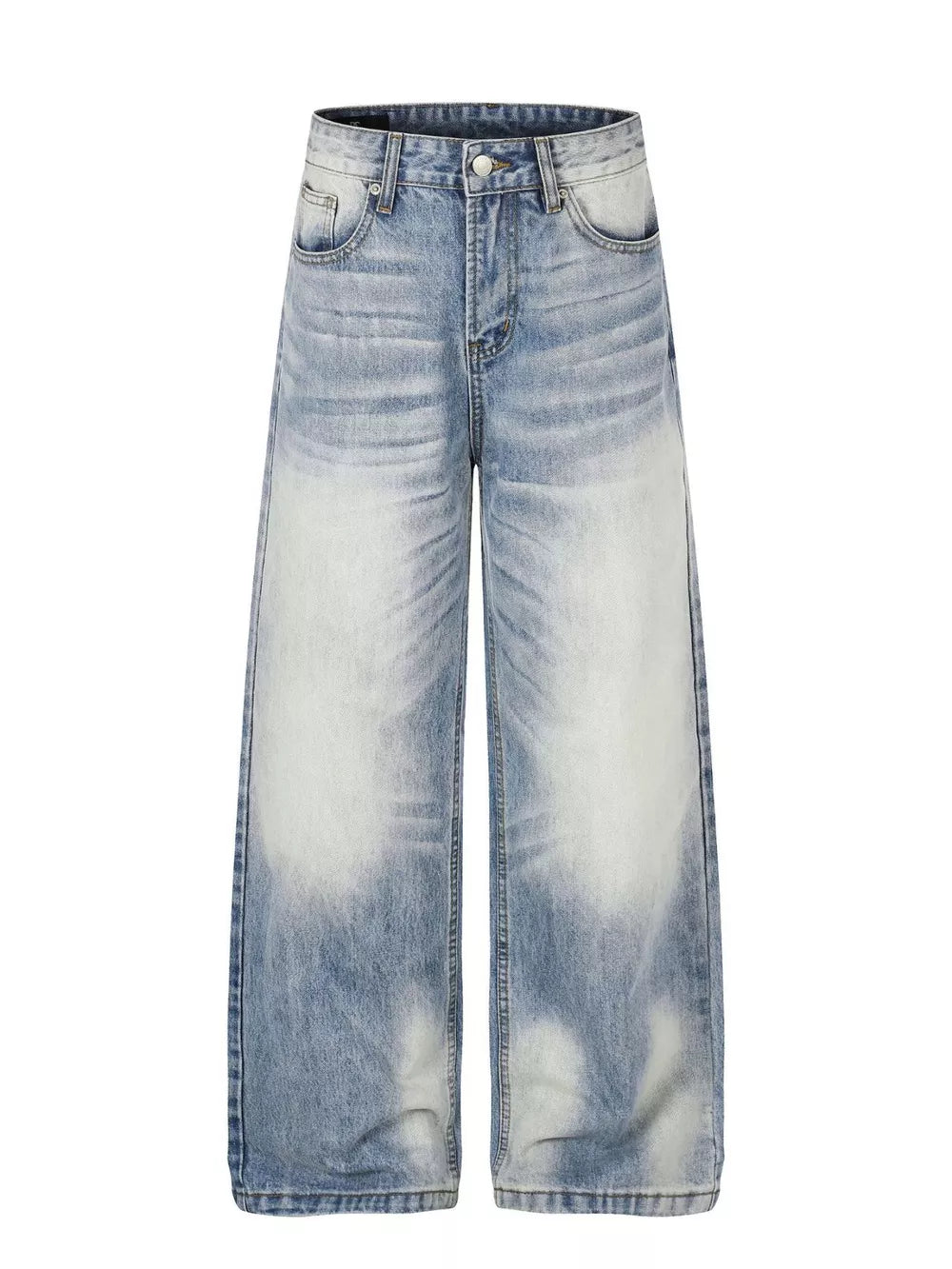 Men S Washed Wide Leg Jeans in Blue, front view