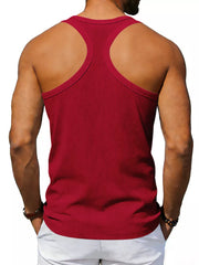Men's Full Size Round Neck Tank in White, view 13