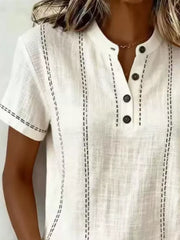 Button Detail Short Sleeve Blouse Plus Size in Gray, side view