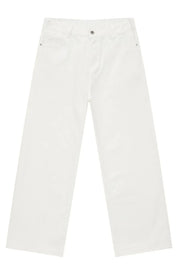 Ivory wide-leg denim jeans with a relaxed fit