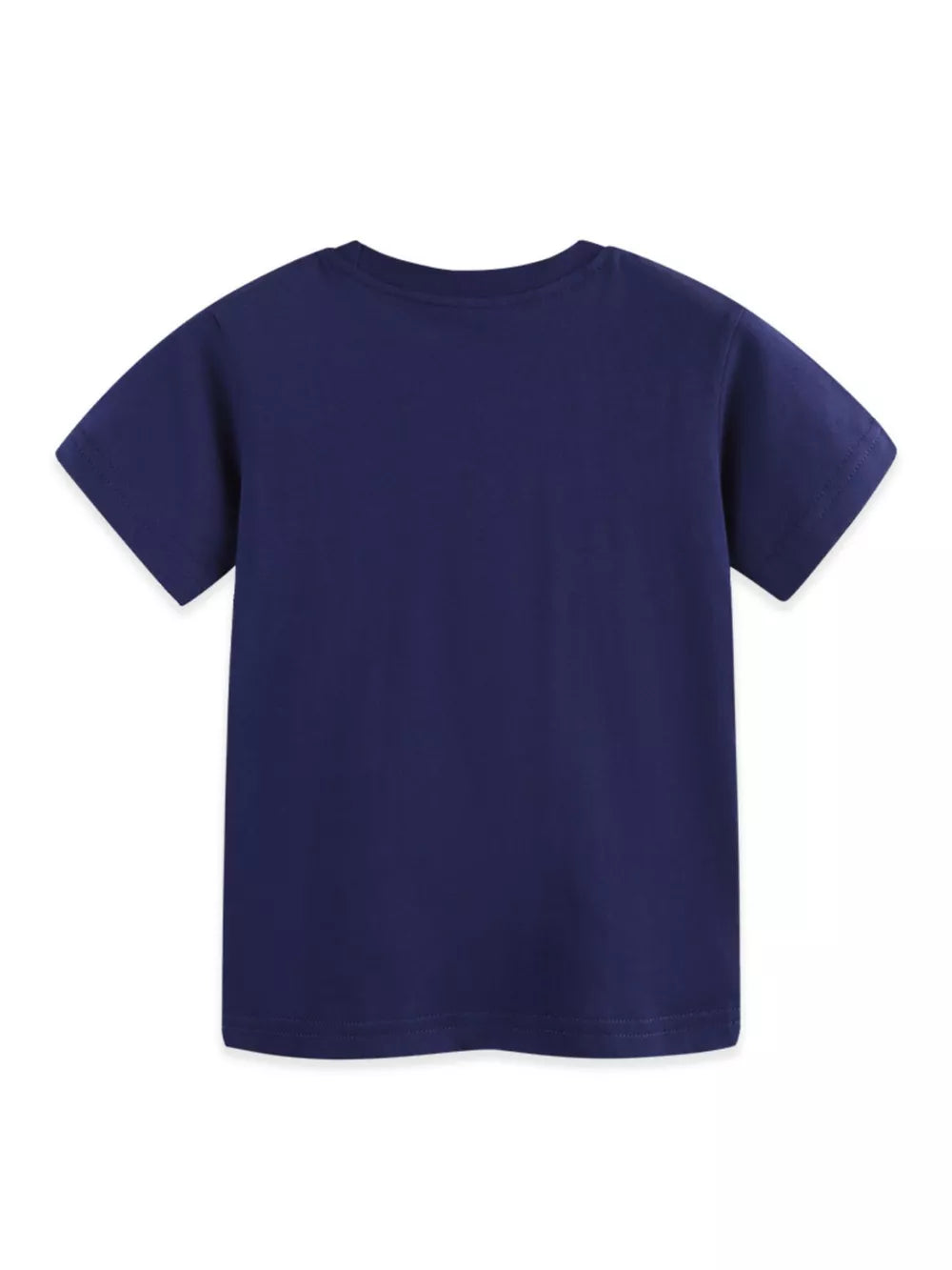 Toddler navy blue cotton crew neck t-shirt, basic style.