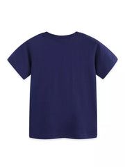 Toddler navy blue cotton crew neck t-shirt, basic style.