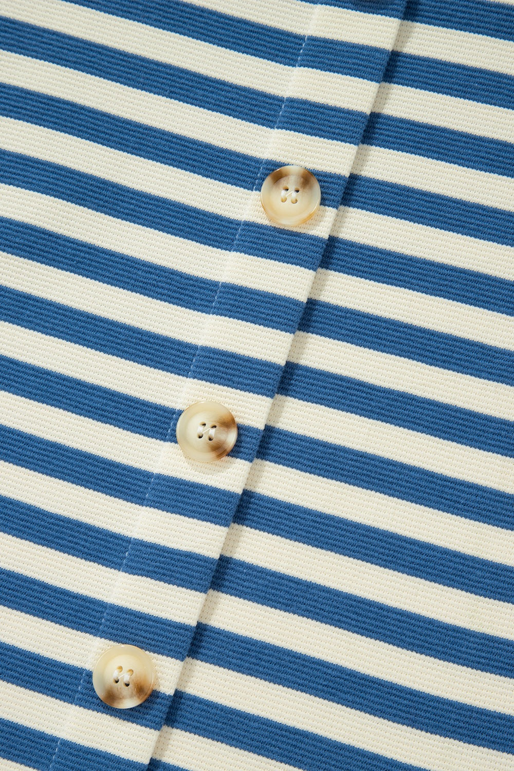 Textured stripe henley top in peacock blue with button detail