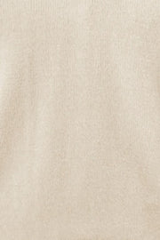 Light yellow knit pullover sweater with ruffled sleeves and V-neck.