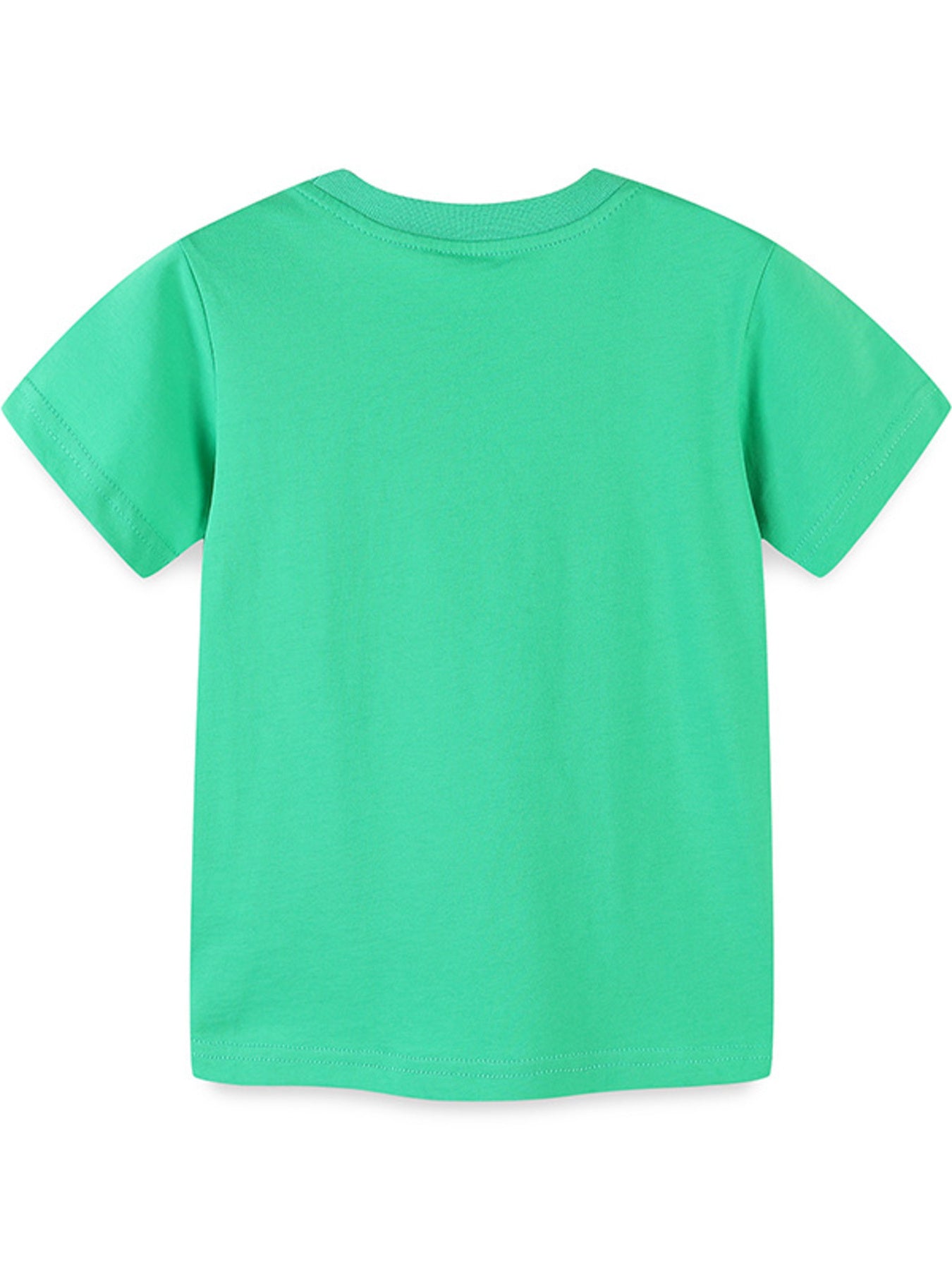 Green cotton toddler t-shirt with short sleeves and crew neck.