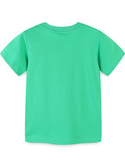 Green cotton toddler t-shirt with short sleeves and crew neck.