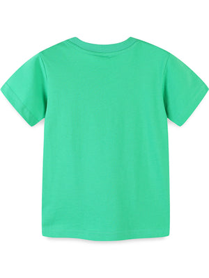 Green cotton toddler t-shirt with short sleeves and crew neck.