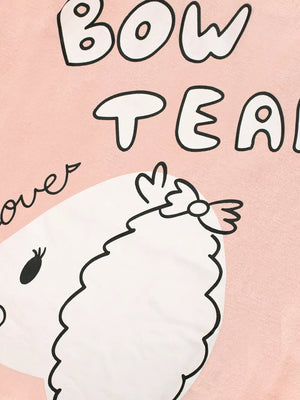 Pink cotton baby t-shirt with a cute dog graphic and text.