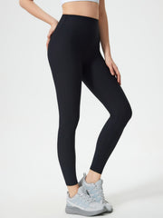 Black ribbed high-waist leggings with a sculpted fit