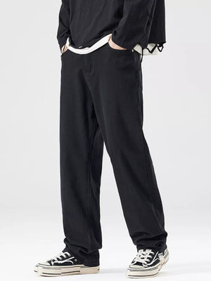 Black wide-leg jeans for men, casual denim with a relaxed fit.