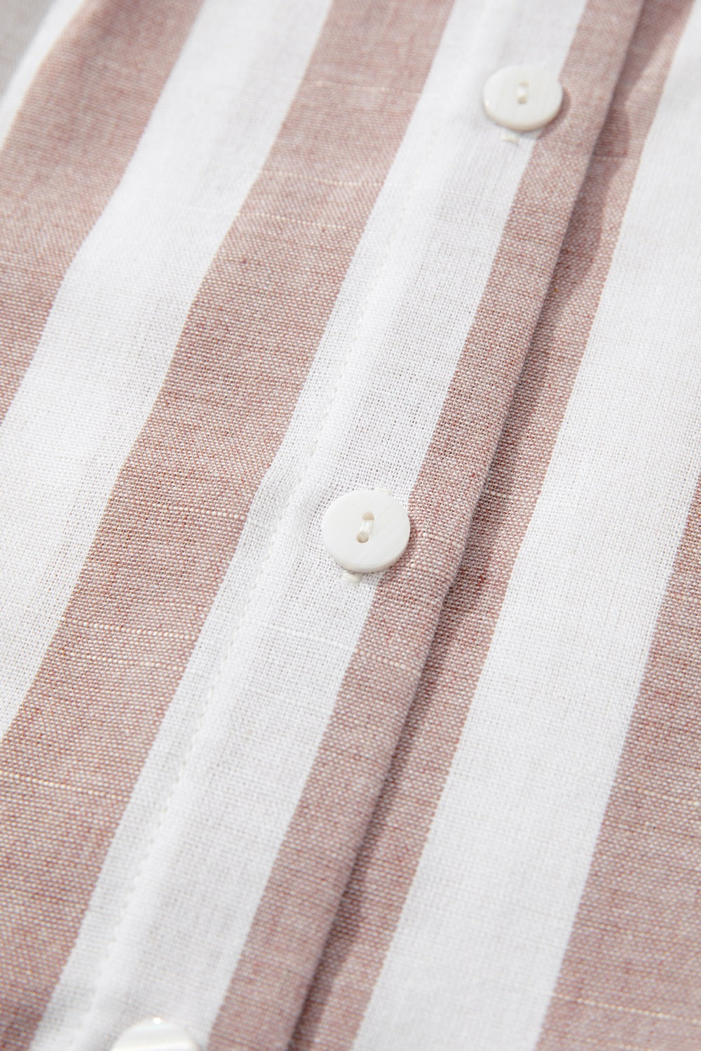Gathered collar stripe sleeveless blouse with button detail