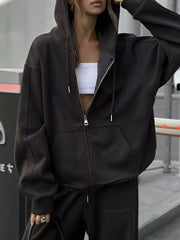 Oversized Zip-up Hoodie And Wide-leg Pants Set, alternate angle