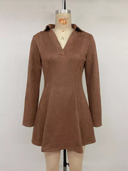Suede-like Fit-and-flare Dress