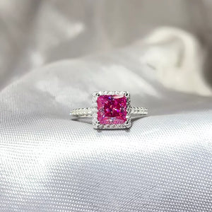 Radiant Cut 925 Sterling Silver Moissanite Ring, front view