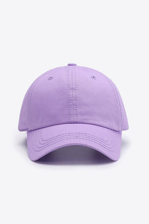 Purple canvas baseball cap with stitched details on the brim.
