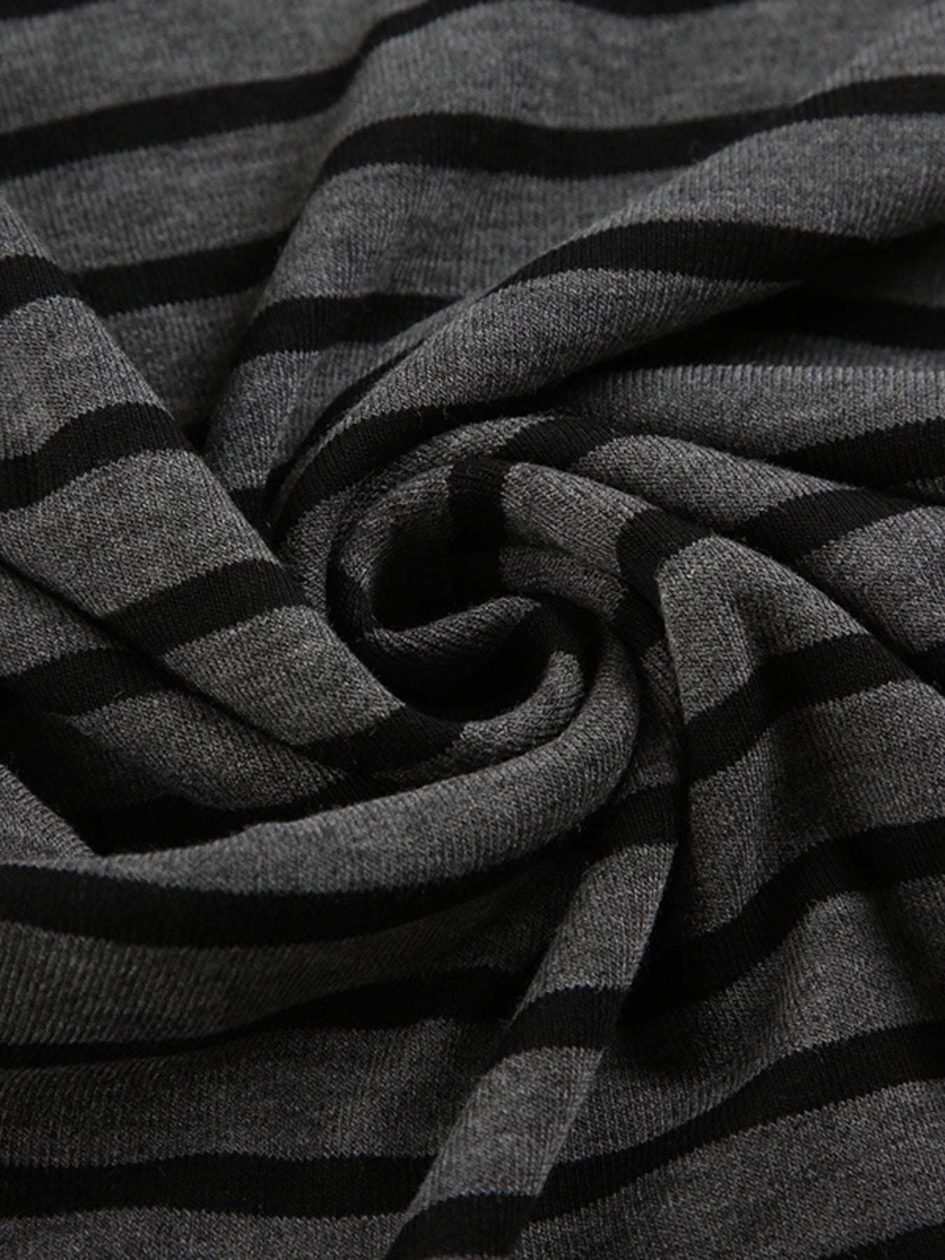 Stretchy boat neck t-shirt in grey and black horizontal stripes