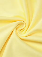 Off-shoulder ruched mini dress in yellow fabric with soft texture
