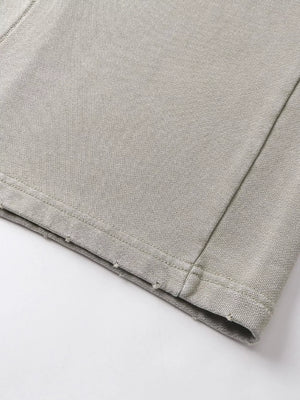 Light Gray Luxe Drawstring Wide Leg Sweatpants with distressed hem detail.