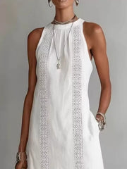 Sleeveless Lace Trim Midi Dress Plus Size, side view