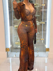 Printed Mesh Shirt And Pants Set in Sky Blue, front view