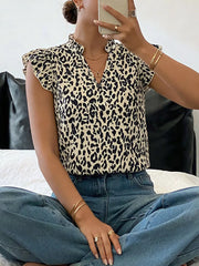 Chic Ruffled Leopard Print Shirt
