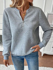 Textured Quarter-zip Sweatshirt in Black, product detail
