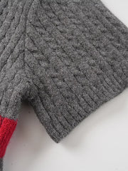 Men's Ribbed Short Sleeve Knit Top in Gray, close-up detail