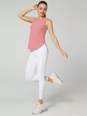 Ribbed Active Tank With Curved Hem
