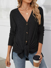 cardigan in Light Gray with v-neck and long sleeve