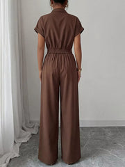 Utility-inspired Cargo Jumpsuit With Zipper