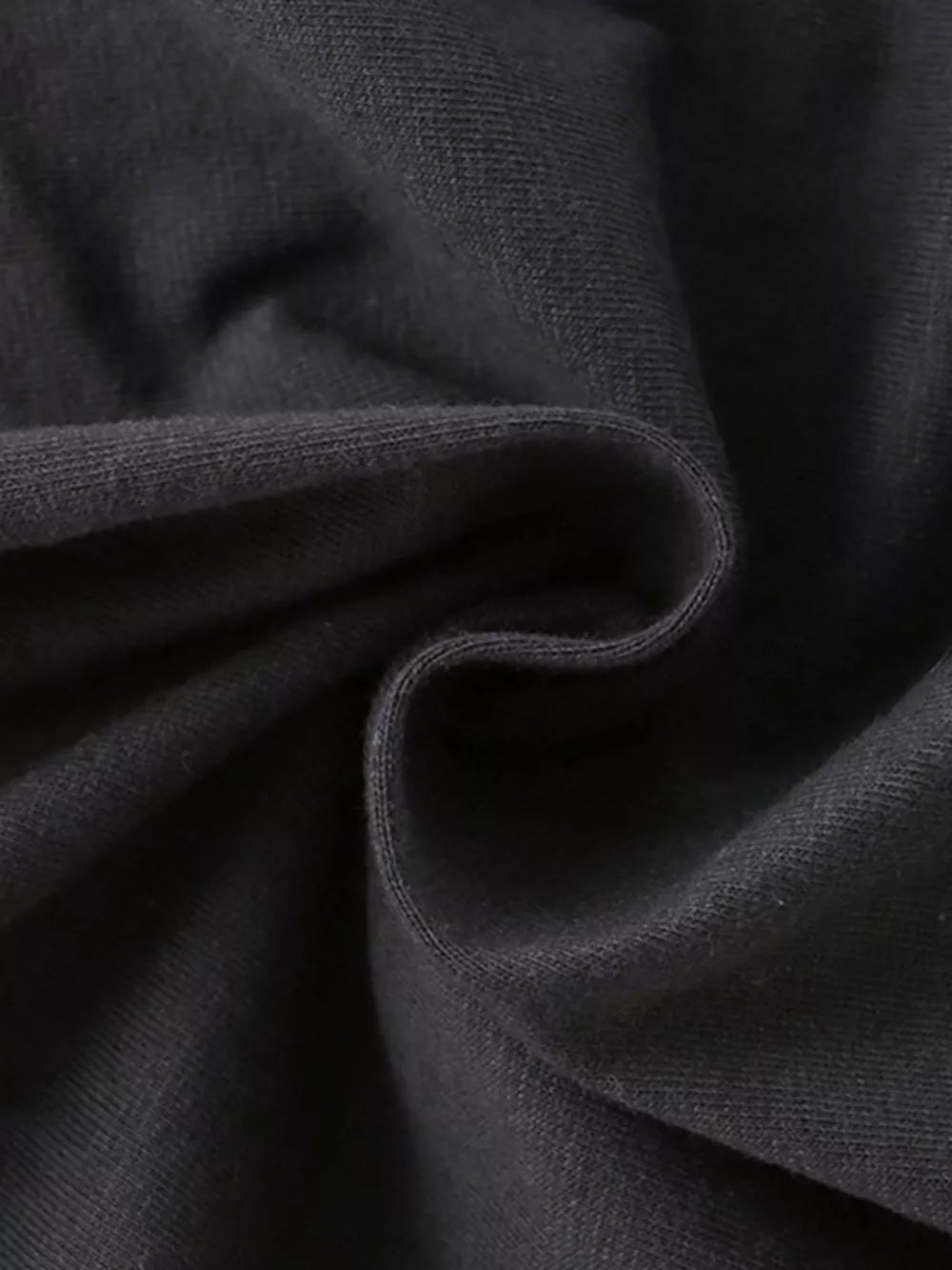 Black cotton blend t-shirt fabric detail