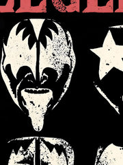 Distressed graphic t-shirt in black with cream distressed face and star print.