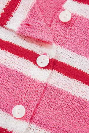 Striped Button-up Cardigan in Pink, view 12