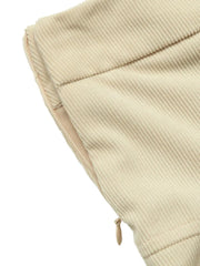 High Waist Pleated Midi Skirt in Khaki, editorial view