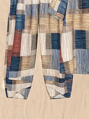 Floral print half sleeve top and pants set in multicolor patchwork pattern