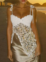 Luxe Sequin-embellished Crochet Cami