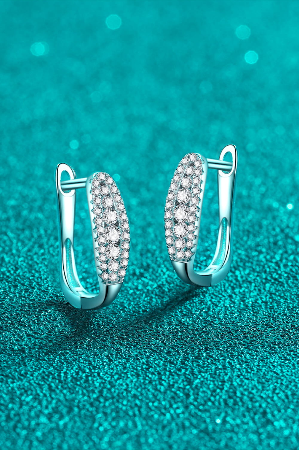 Silver pavé hoop earrings with a modern, chic design.